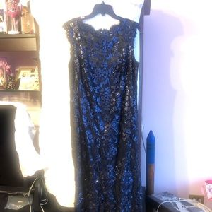 Tadashi Shoji Navy Mesh Sequin Dress